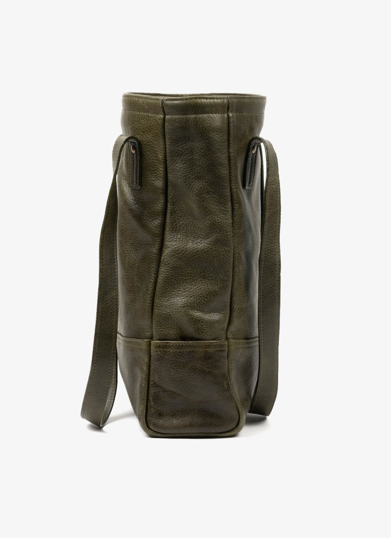 Petty Bottle Tote in Titan Milled Olive by Moore & Giles