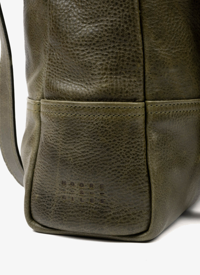Petty Bottle Tote in Titan Milled Olive by Moore & Giles