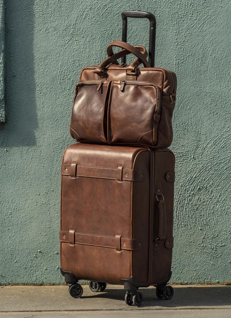 Parker Carry-On Suitcase in Baldwin Oak Leather by Moore & Giles