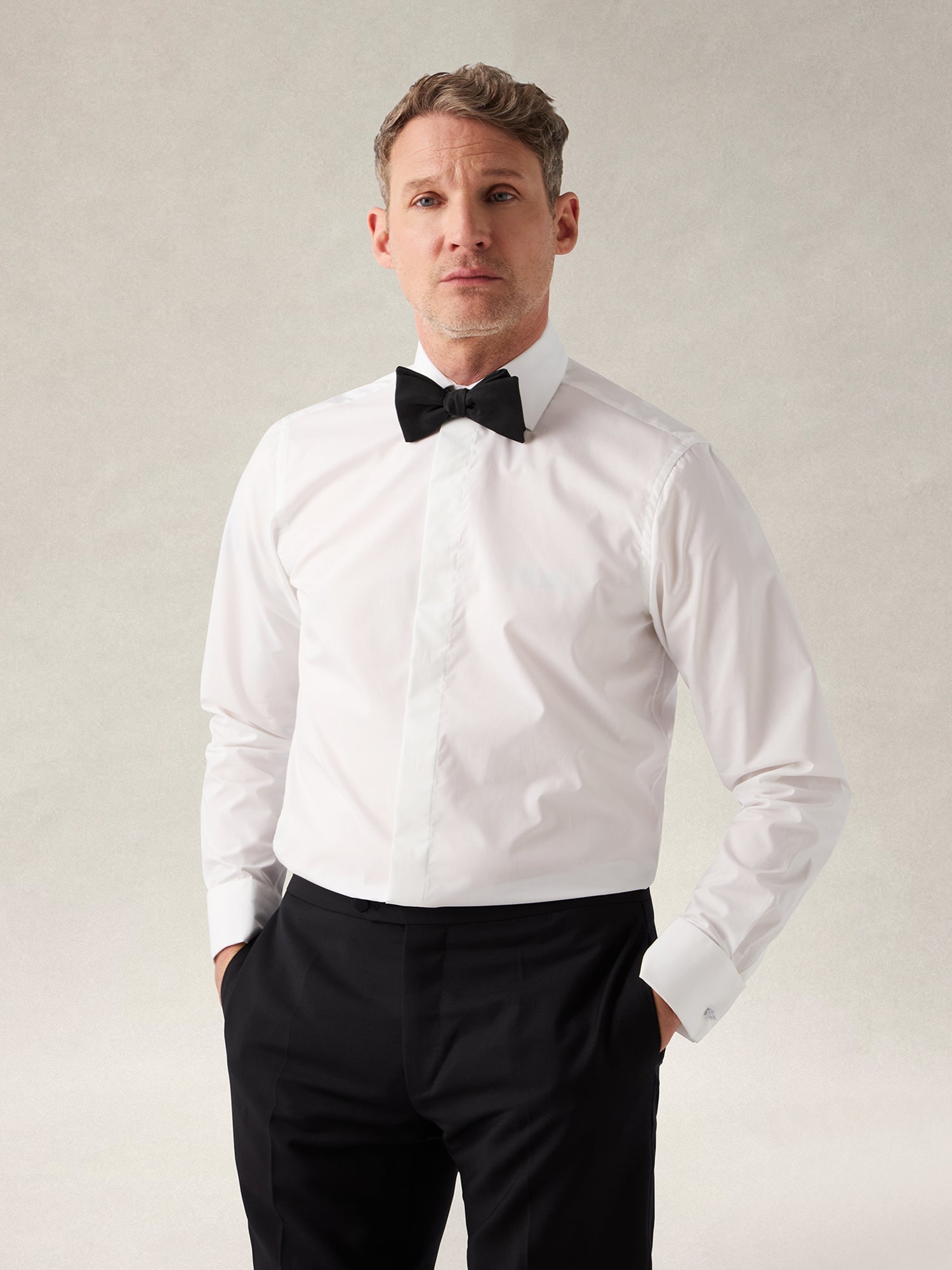Reynolds Hidden Placket Formal Shirt in White by Robert Talbott