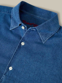 Morgan Linen-Cotton Shirt in Light Denim Wash Blue by Robert Talbott