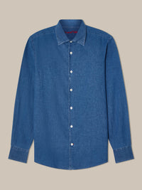 Morgan Linen-Cotton Shirt in Light Denim Wash Blue by Robert Talbott