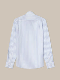 Reynolds Ultra Light Weight Brushed Stripe Shirt in Light Blue Multi by Robert Talbott