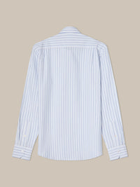 Reynolds Ultra Light Weight Brushed Stripe Shirt in Light Blue Multi by Robert Talbott