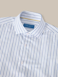 Reynolds Ultra Light Weight Brushed Stripe Shirt in Light Blue Multi by Robert Talbott