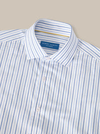 Reynolds Ultra Light Weight Brushed Stripe Shirt in Light Blue Multi by Robert Talbott