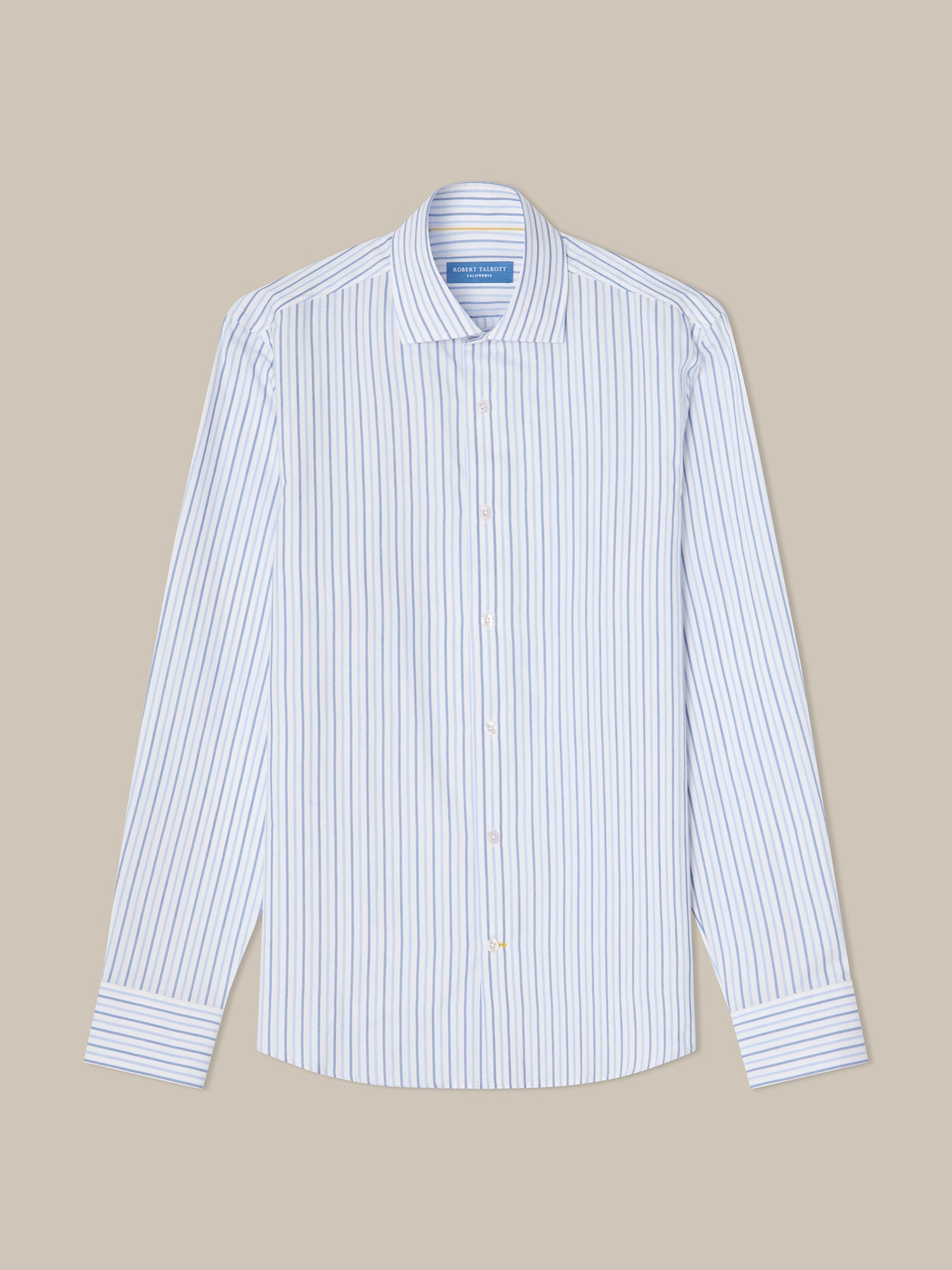 Reynolds Ultra Light Weight Brushed Stripe Shirt in Light Blue Multi by Robert Talbott