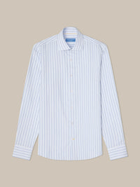 Reynolds Ultra Light Weight Brushed Stripe Shirt in Light Blue Multi by Robert Talbott