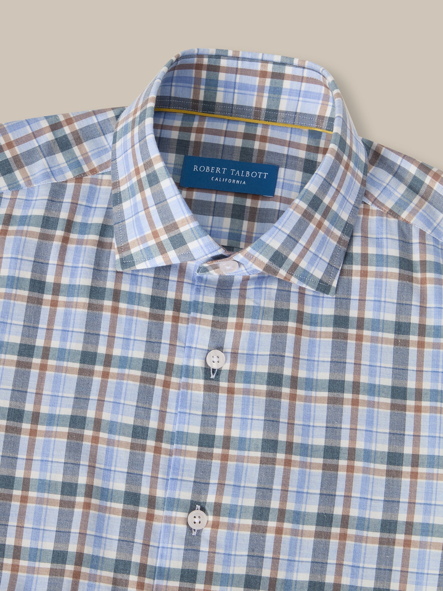 Reynolds Ultra Light Weight Brushed Plaid Shirt in Blue Multi by Robert Talbott