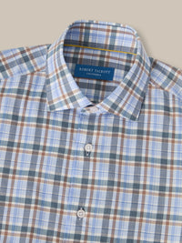 Reynolds Ultra Light Weight Brushed Plaid Shirt in Blue Multi by Robert Talbott