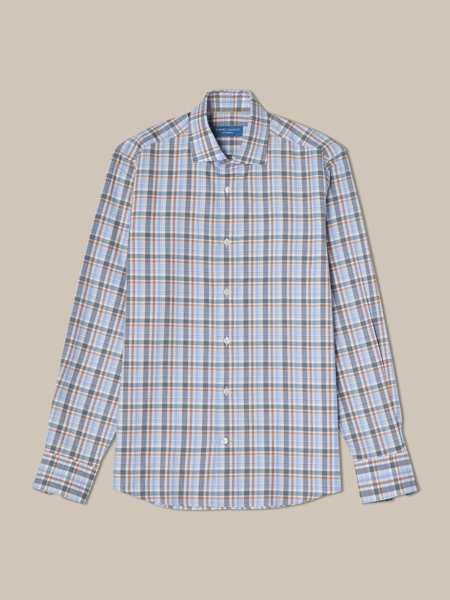 Reynolds Ultra Light Weight Brushed Plaid Shirt in Blue Multi by Robert Talbott