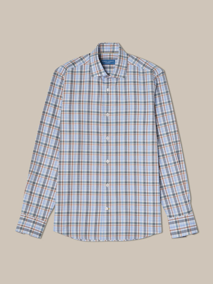 Reynolds Ultra Light Weight Brushed Plaid Shirt in Blue Multi by Robert Talbott