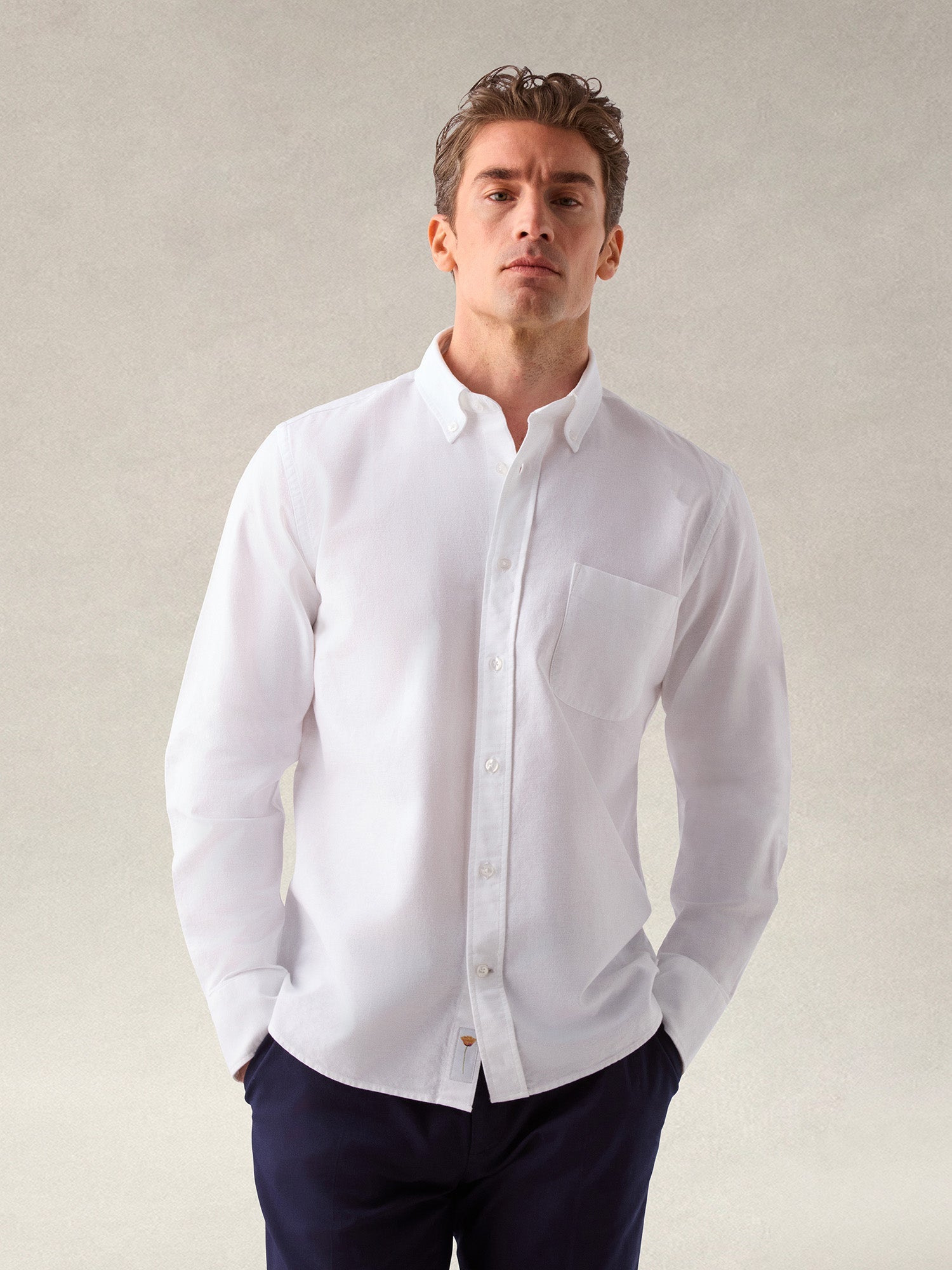 Harrison Button Down Oxford Shirt in White by Robert Talbott