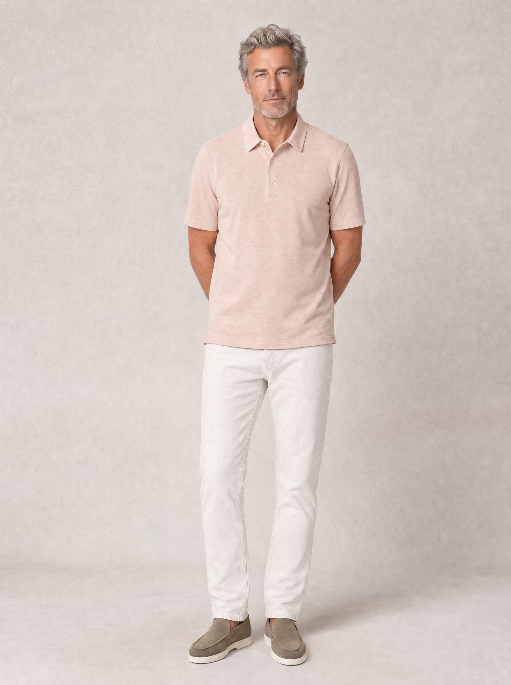 Taylor Pique Linen Polo in Pink by Robert Talbott