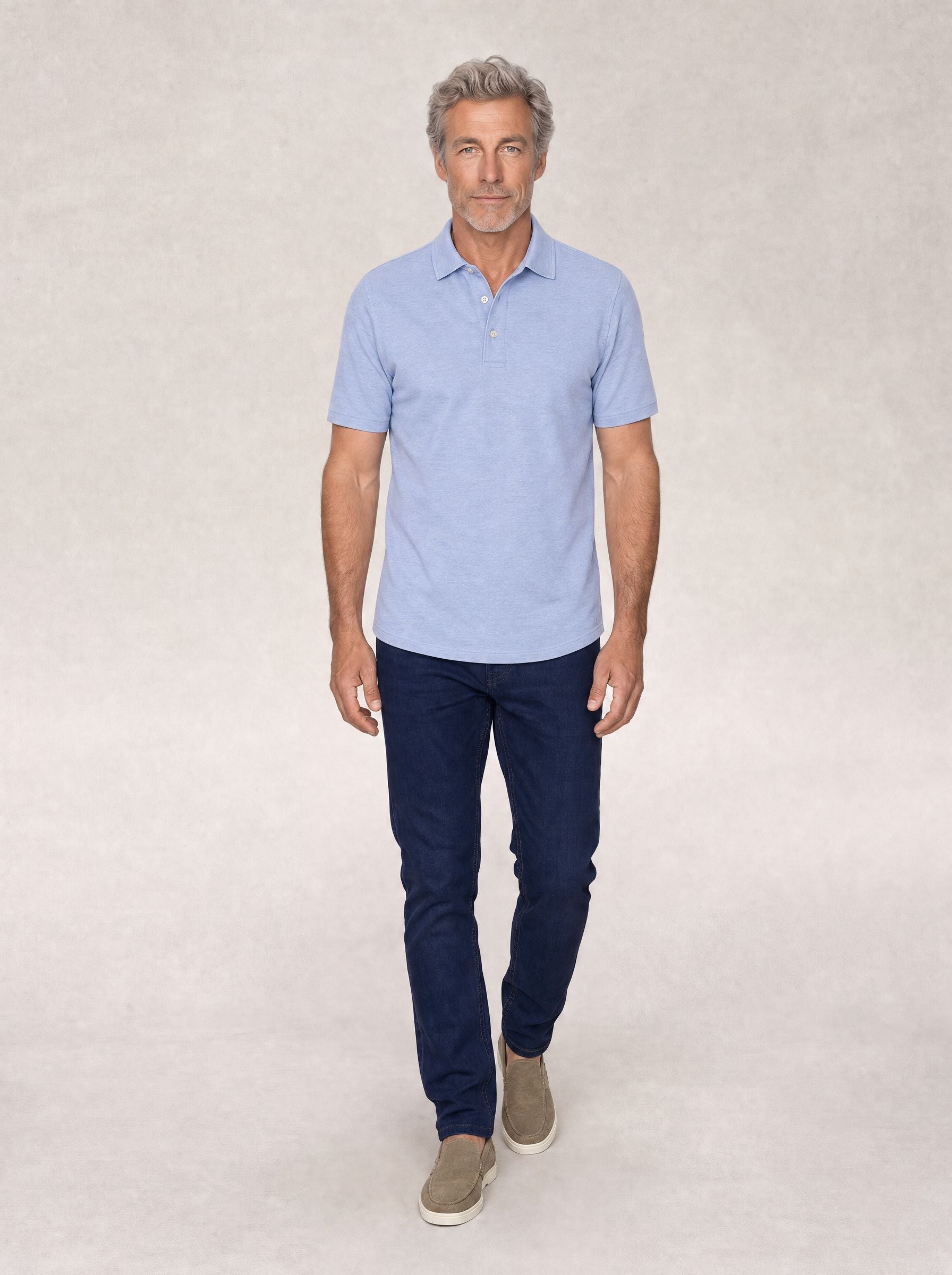 Taylor Pique Linen Polo in Light Blue by Robert Talbott