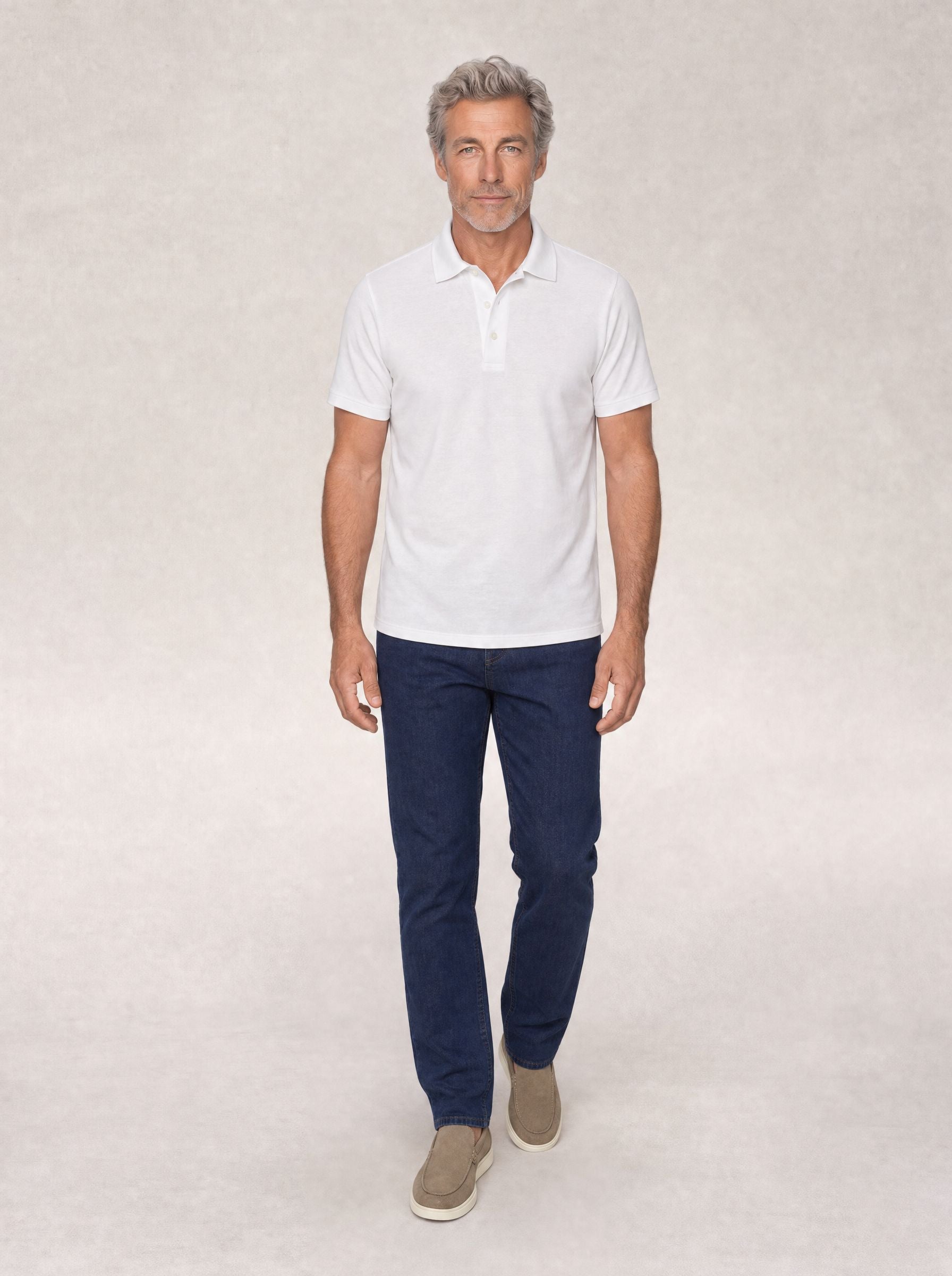 Taylor Pique Linen Polo in White by Robert Talbott