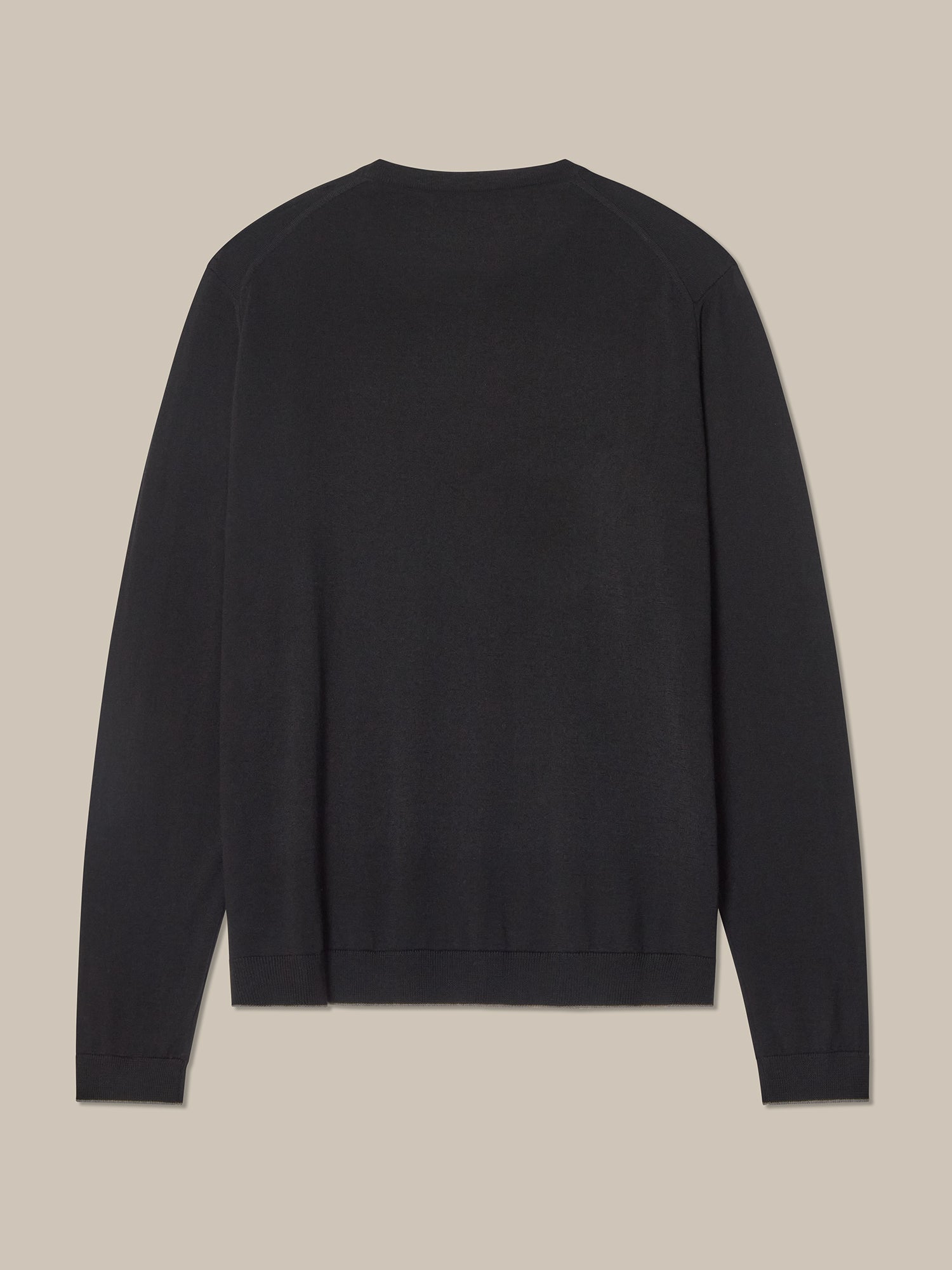 Keaton Merino Wool Crewneck Sweater in Black with Grey Tipping by Robert Talbott