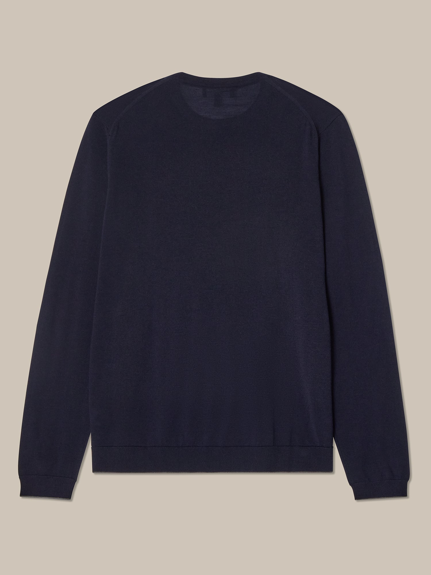 Keaton Merino Wool Crewneck Sweater in Navy with Grey Tipping by Robert Talbott