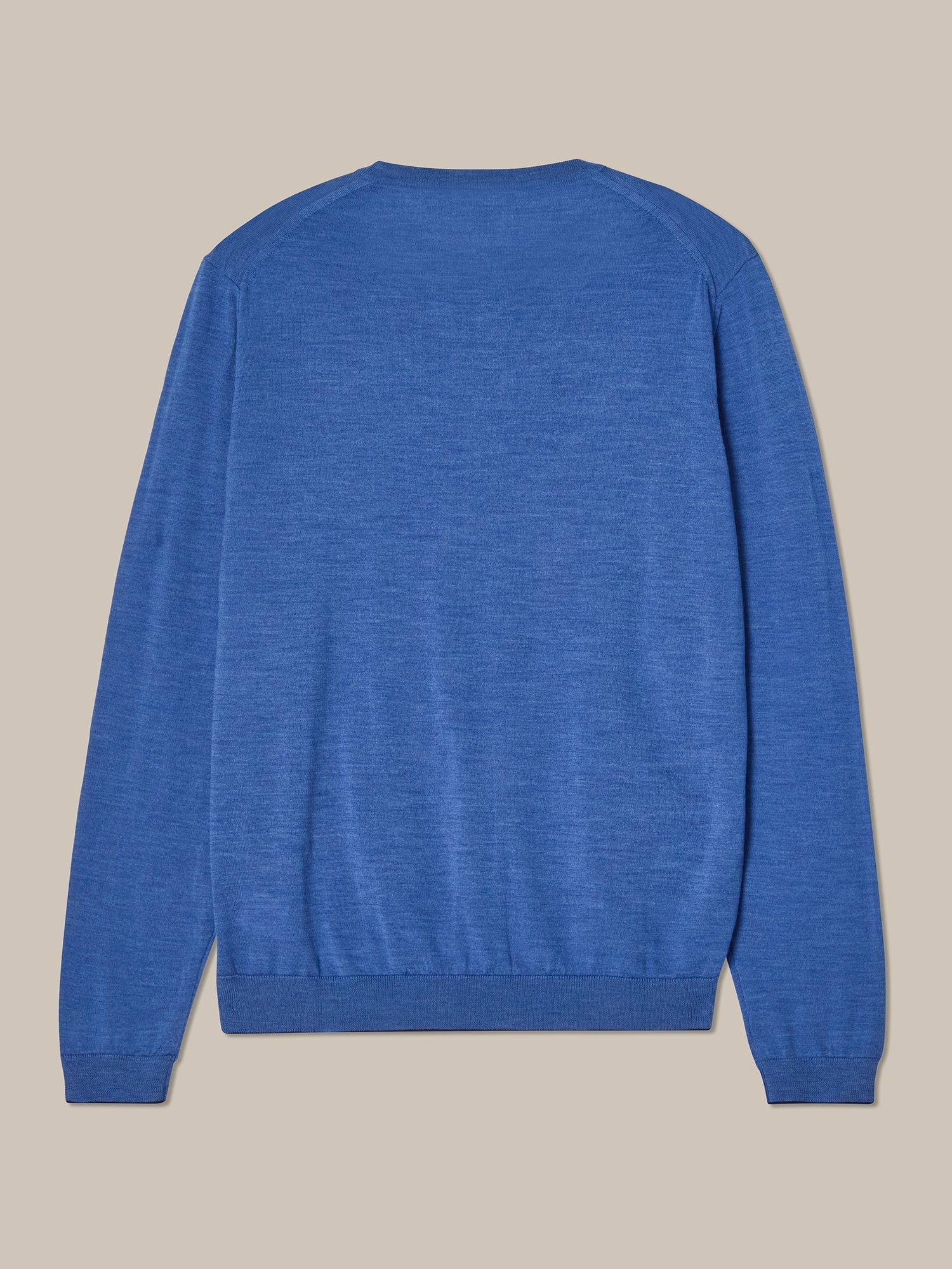 Keaton Merino Wool Crewneck Sweater in Blue with Navy Tipping by Robert Talbott