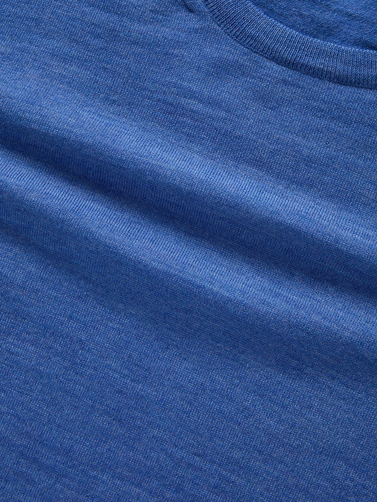 Keaton Merino Wool Crewneck Sweater in Blue with Navy Tipping by Robert Talbott