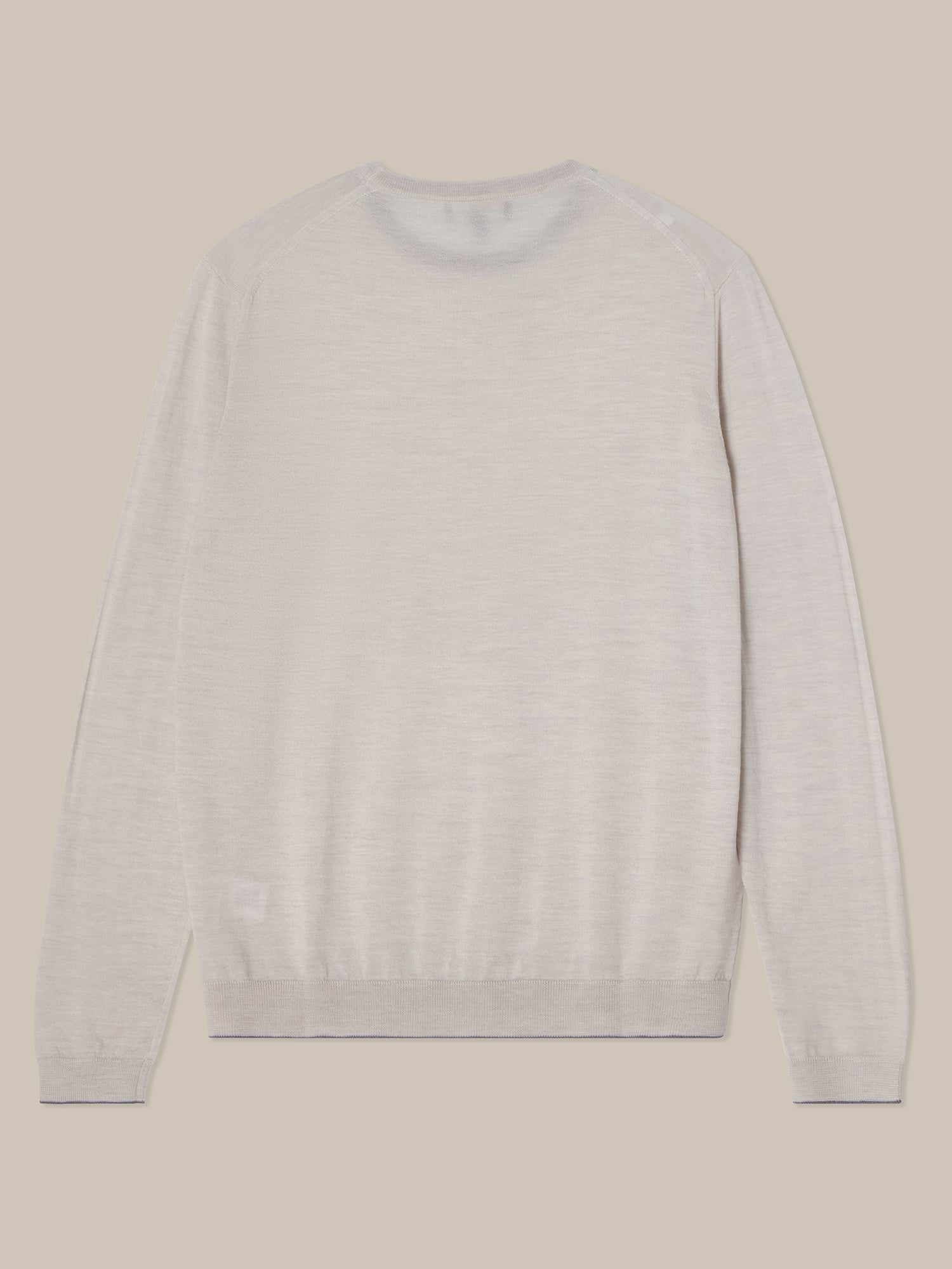 Keaton Merino Wool Crewneck Sweater in Oatmeal with Grey Tipping by Robert Talbott