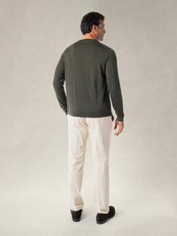 Keaton Merino Wool Crewneck Sweater in Olive Green by Robert Talbott
