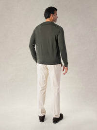Keaton Merino Wool Crewneck Sweater in Olive Green by Robert Talbott