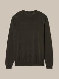 Keaton Merino Wool Crewneck Sweater in Olive Green by Robert Talbott