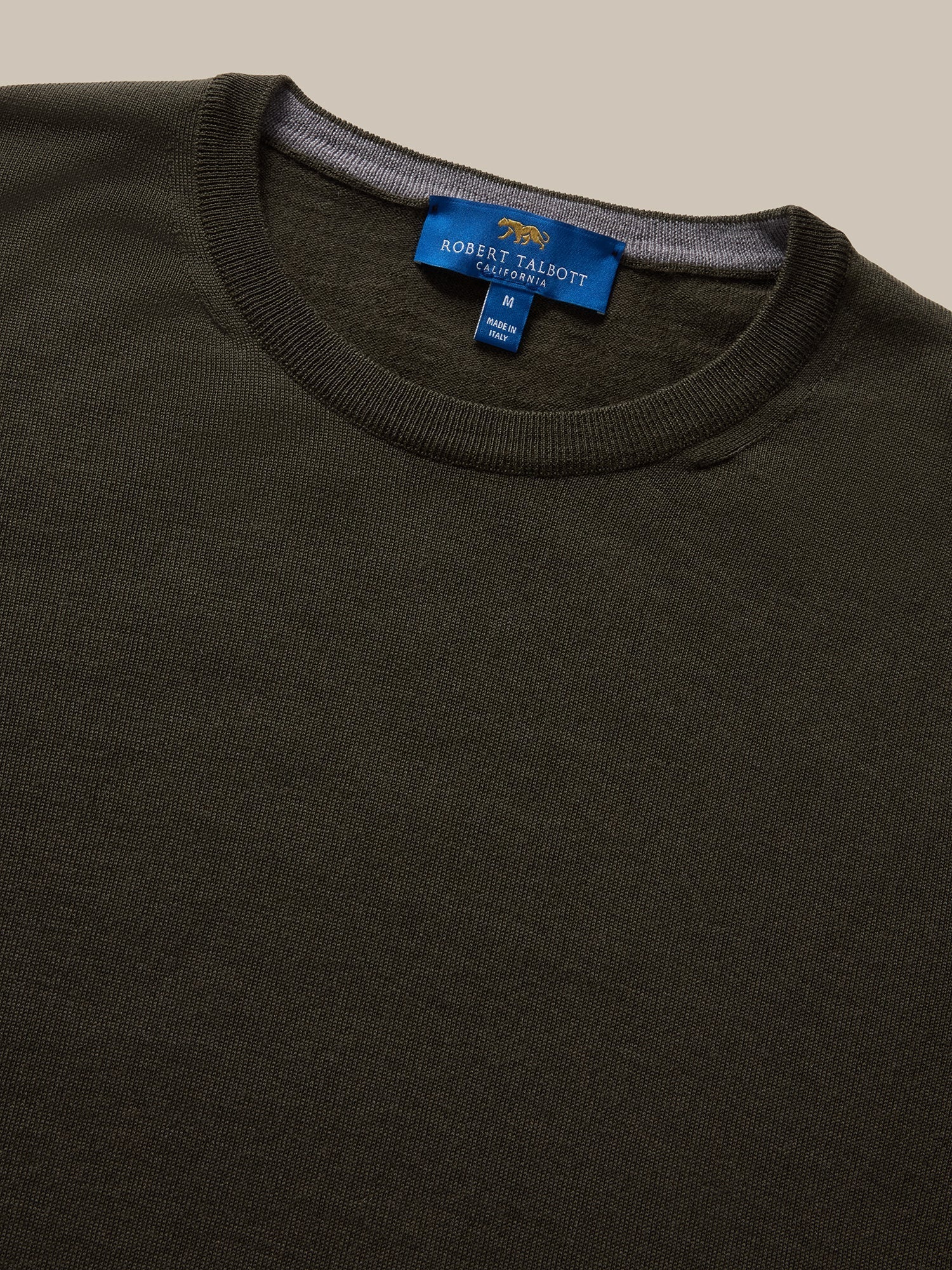 Keaton Merino Wool Crewneck Sweater in Olive Green by Robert Talbott