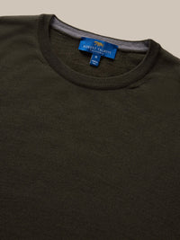 Keaton Merino Wool Crewneck Sweater in Olive Green by Robert Talbott