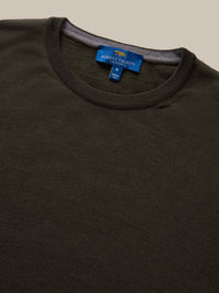 Keaton Merino Wool Crewneck Sweater in Olive Green by Robert Talbott