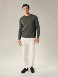 Keaton Merino Wool Crewneck Sweater in Olive Green by Robert Talbott