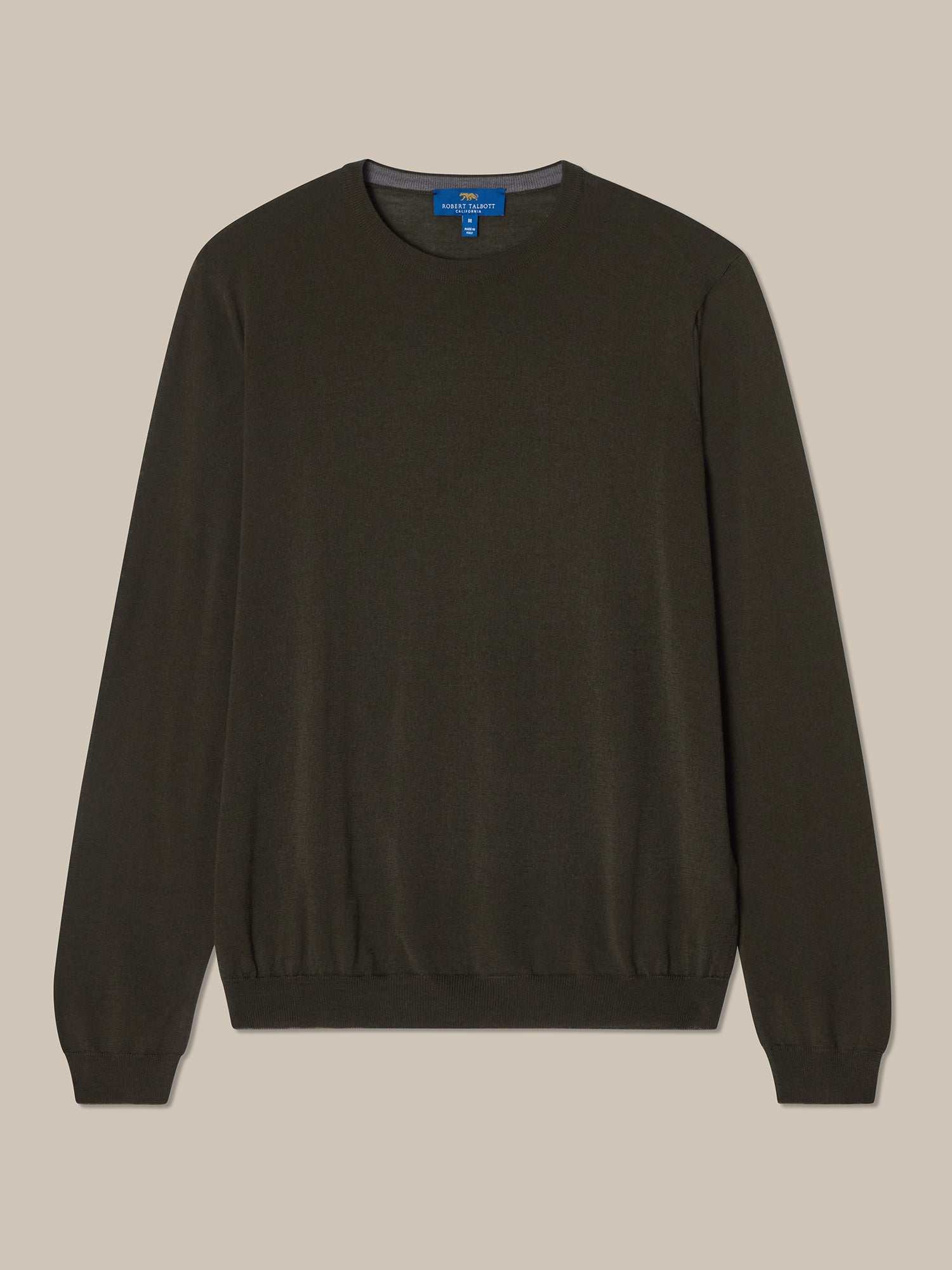 Keaton Merino Wool Crewneck Sweater in Olive Green by Robert Talbott