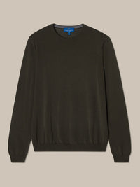 Keaton Merino Wool Crewneck Sweater in Olive Green by Robert Talbott