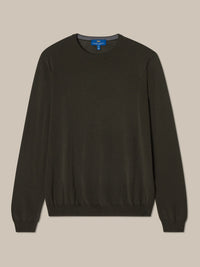 Keaton Merino Wool Crewneck Sweater in Olive Green by Robert Talbott