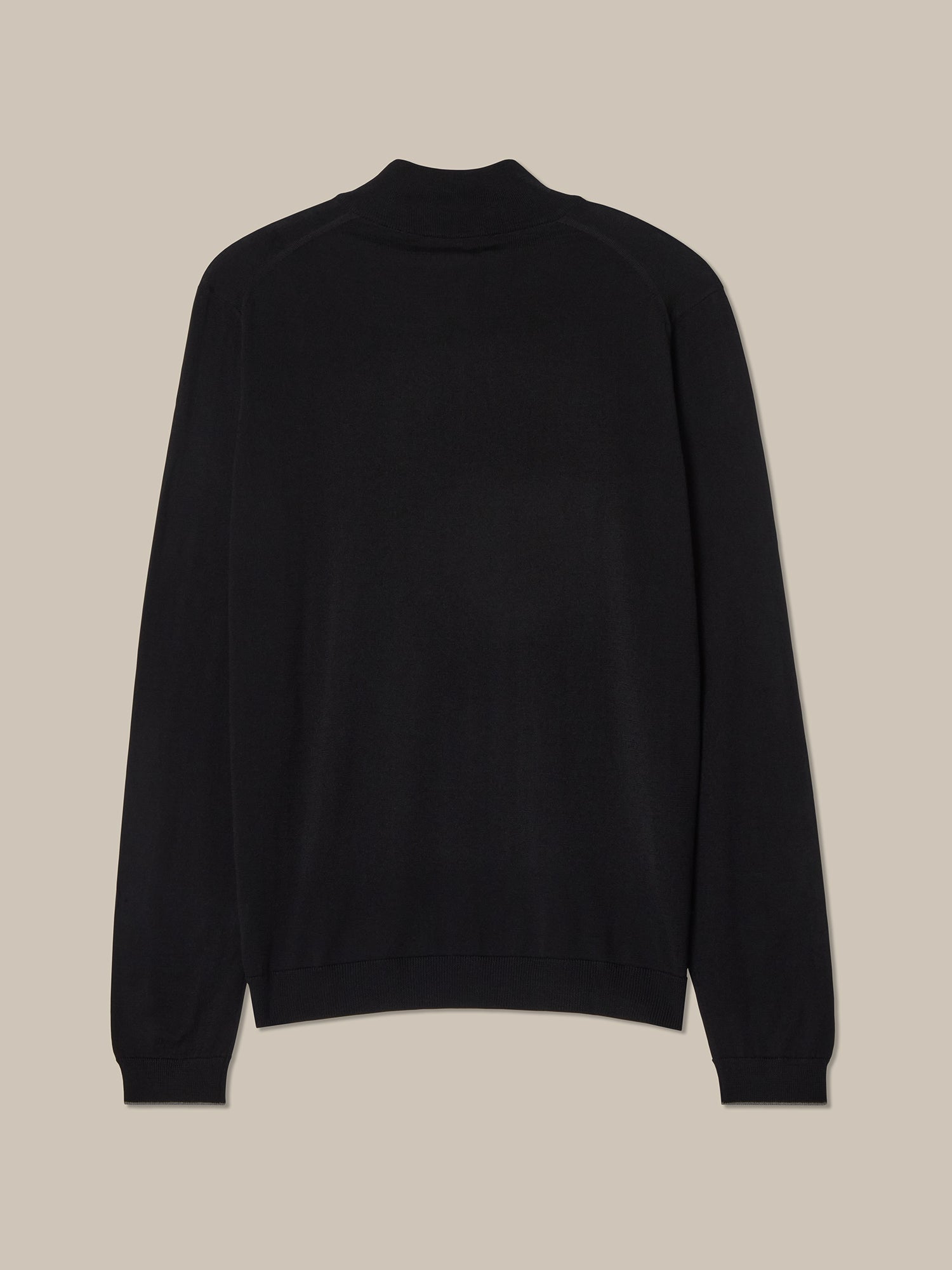Eastwood Merino Wool Quarter Zip Sweater in Black with Grey Tipping by Robert Talbott