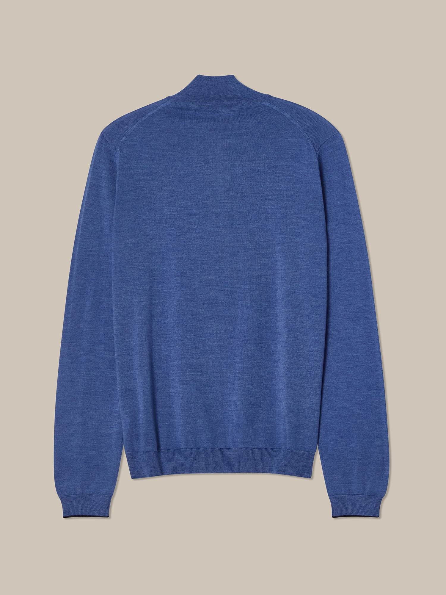 Eastwood Merino Wool Quarter Zip Sweater in Blue with Navy Tipping by Robert Talbott