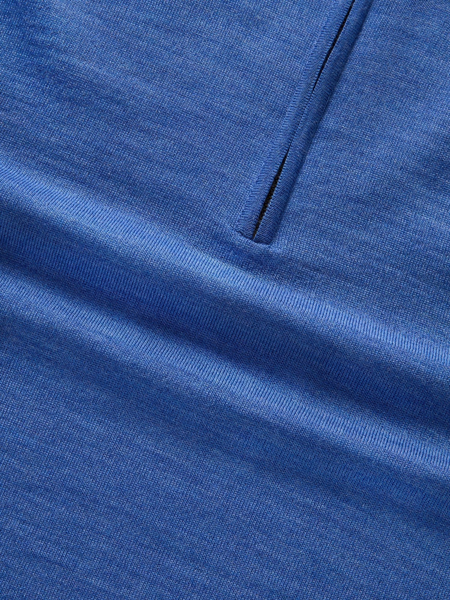 Eastwood Merino Wool Quarter Zip Sweater in Blue with Navy Tipping by Robert Talbott