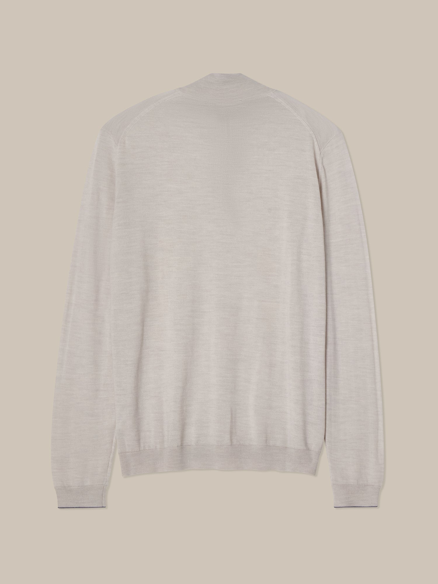 Eastwood Merino Wool Quarter Zip Sweater in Oatmeal with Grey Tipping by Robert Talbott