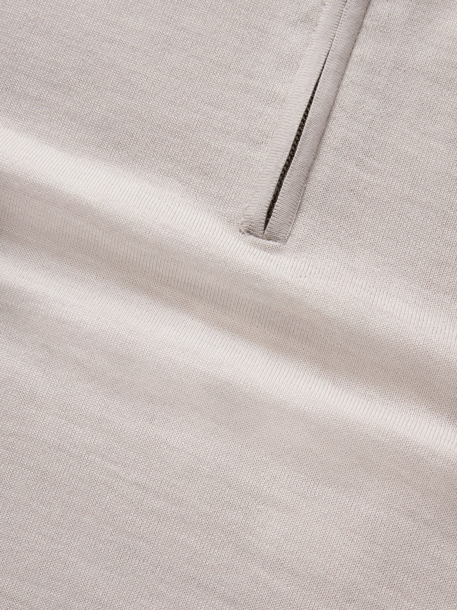 Eastwood Merino Wool Quarter Zip Sweater in Oatmeal with Grey Tipping by Robert Talbott