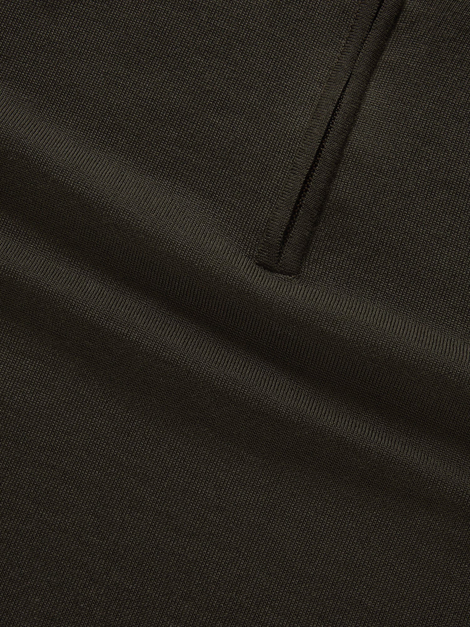 Eastwood Merino Wool Quarter Zip Sweater in Olive Green with Navy Tipping by Robert Talbott