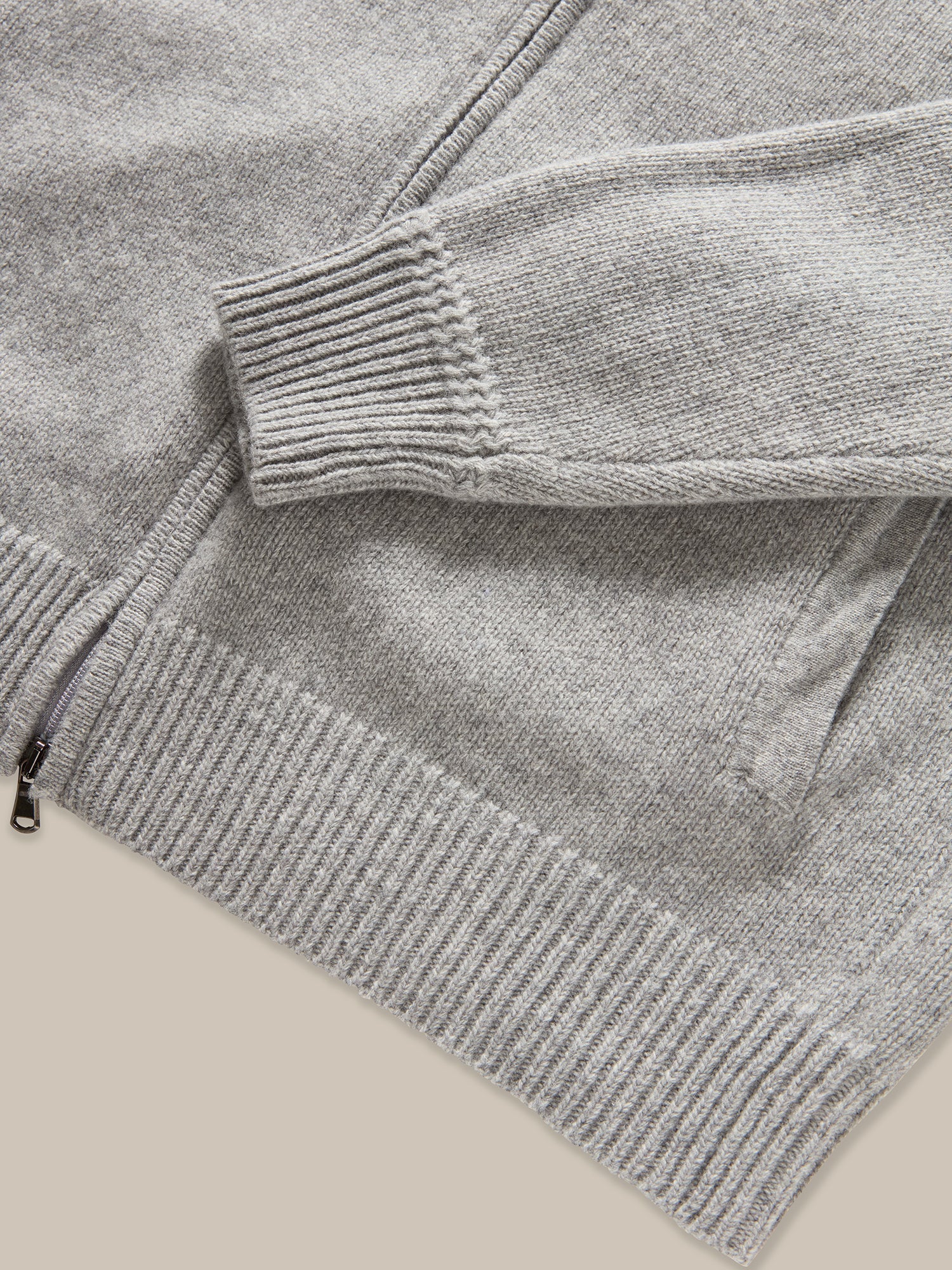 Graham Cashmere & Merino Wool Full-Zip Sweater in Light Grey by Robert Talbott