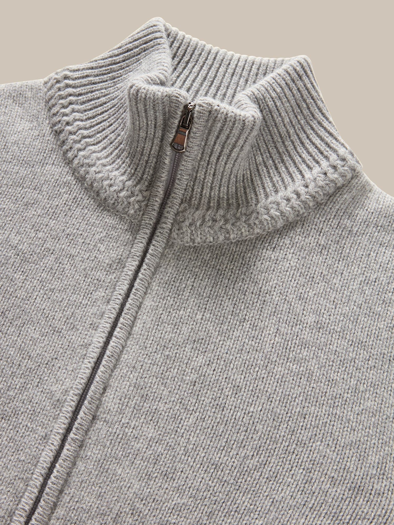 Graham Cashmere & Merino Wool Full-Zip Sweater in Light Grey by Robert Talbott