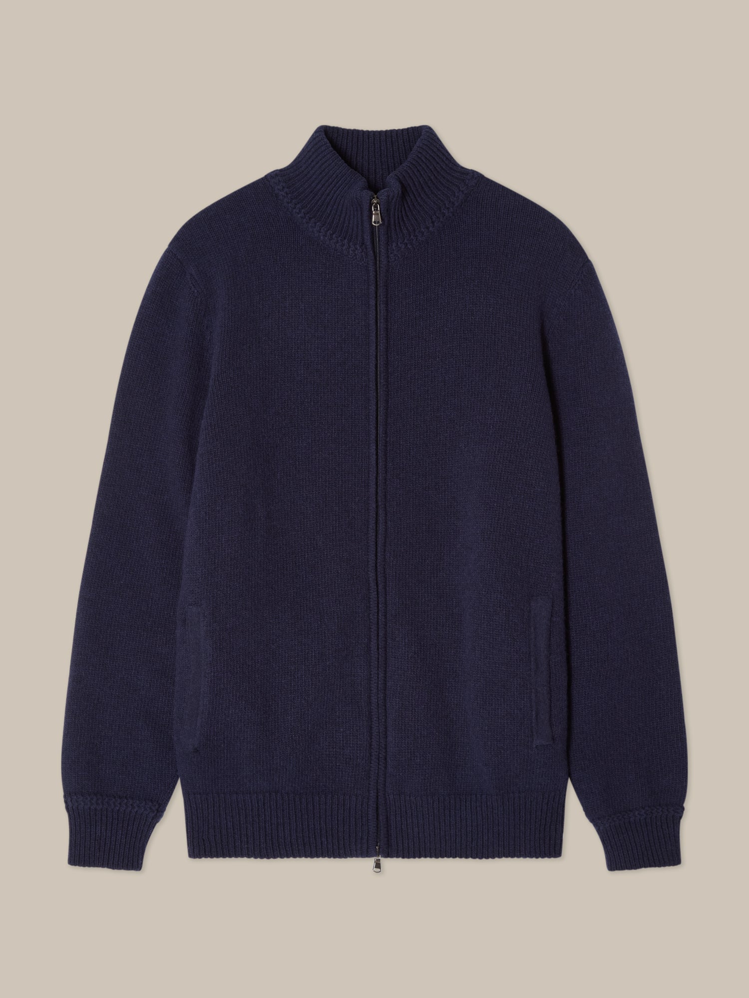 Graham Cashmere & Merino Wool Full-Zip Sweater in Navy by Robert Talbott