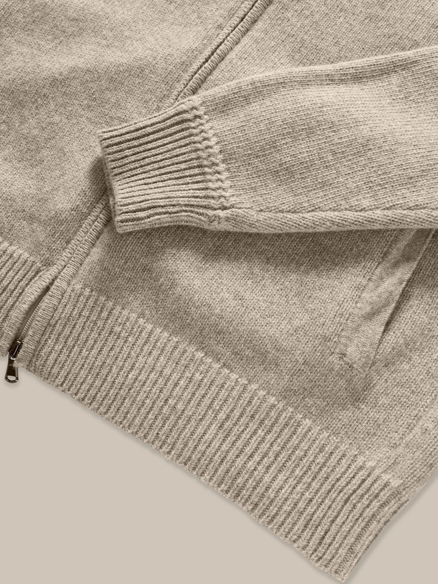 Graham Cashmere & Merino Wool Full-Zip Sweater in Cream by Robert Talbott