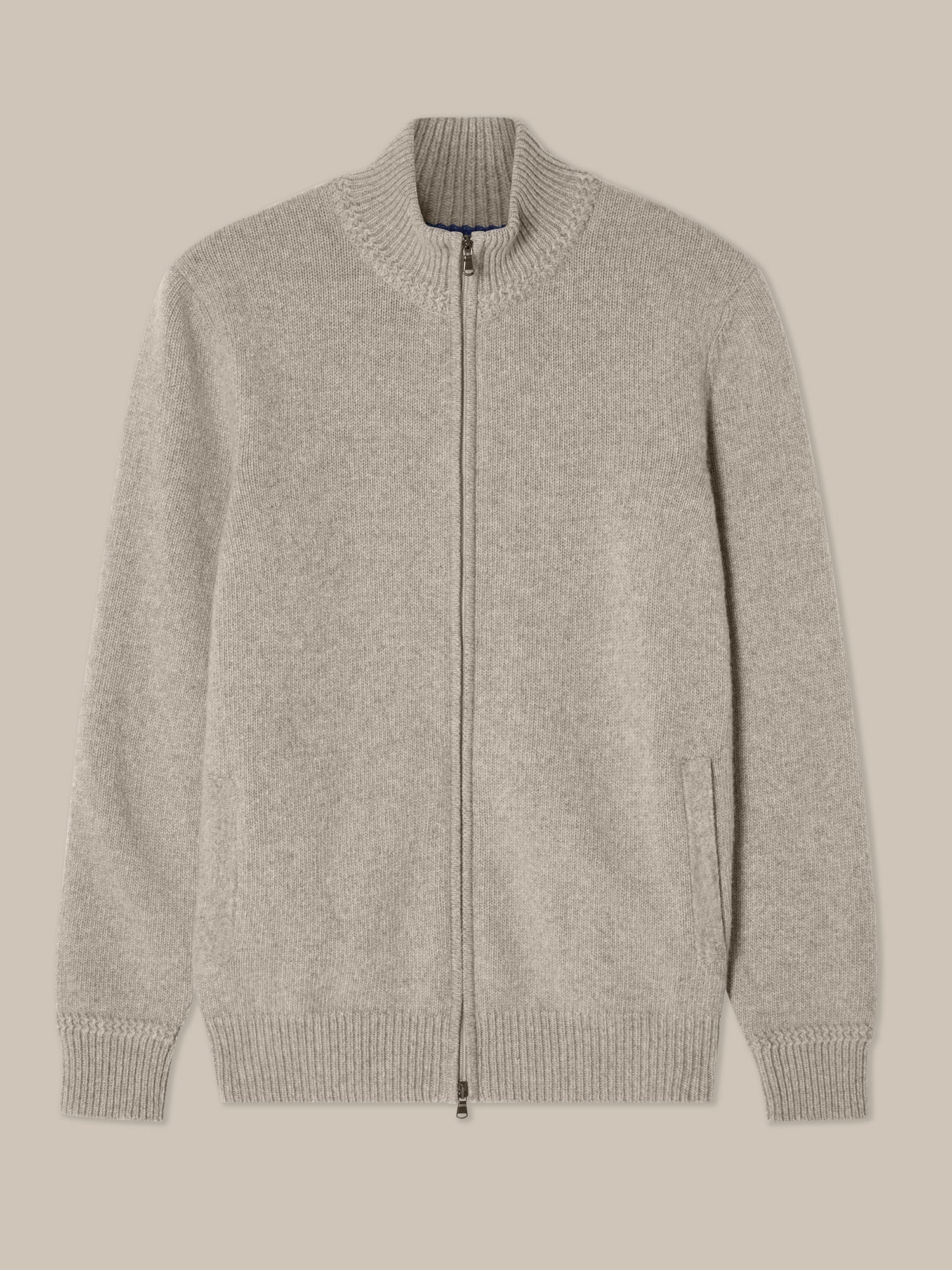 Graham Cashmere & Merino Wool Full-Zip Sweater in Cream by Robert Talbott