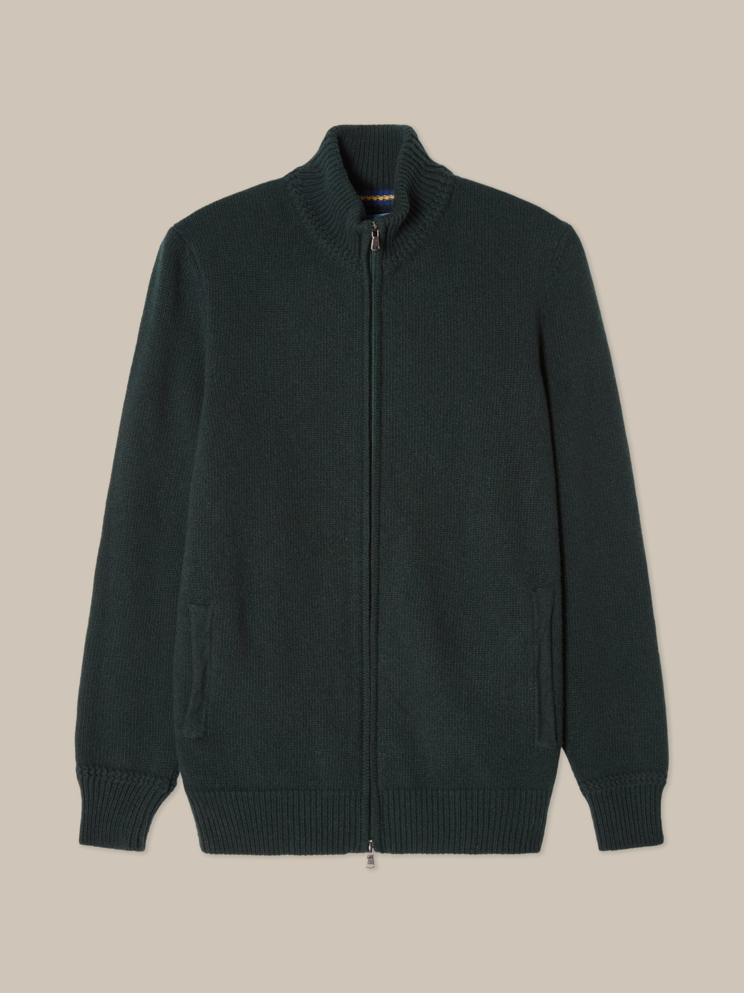 Graham Cashmere & Merino Wool Full-Zip Sweater in Green by Robert Talbott