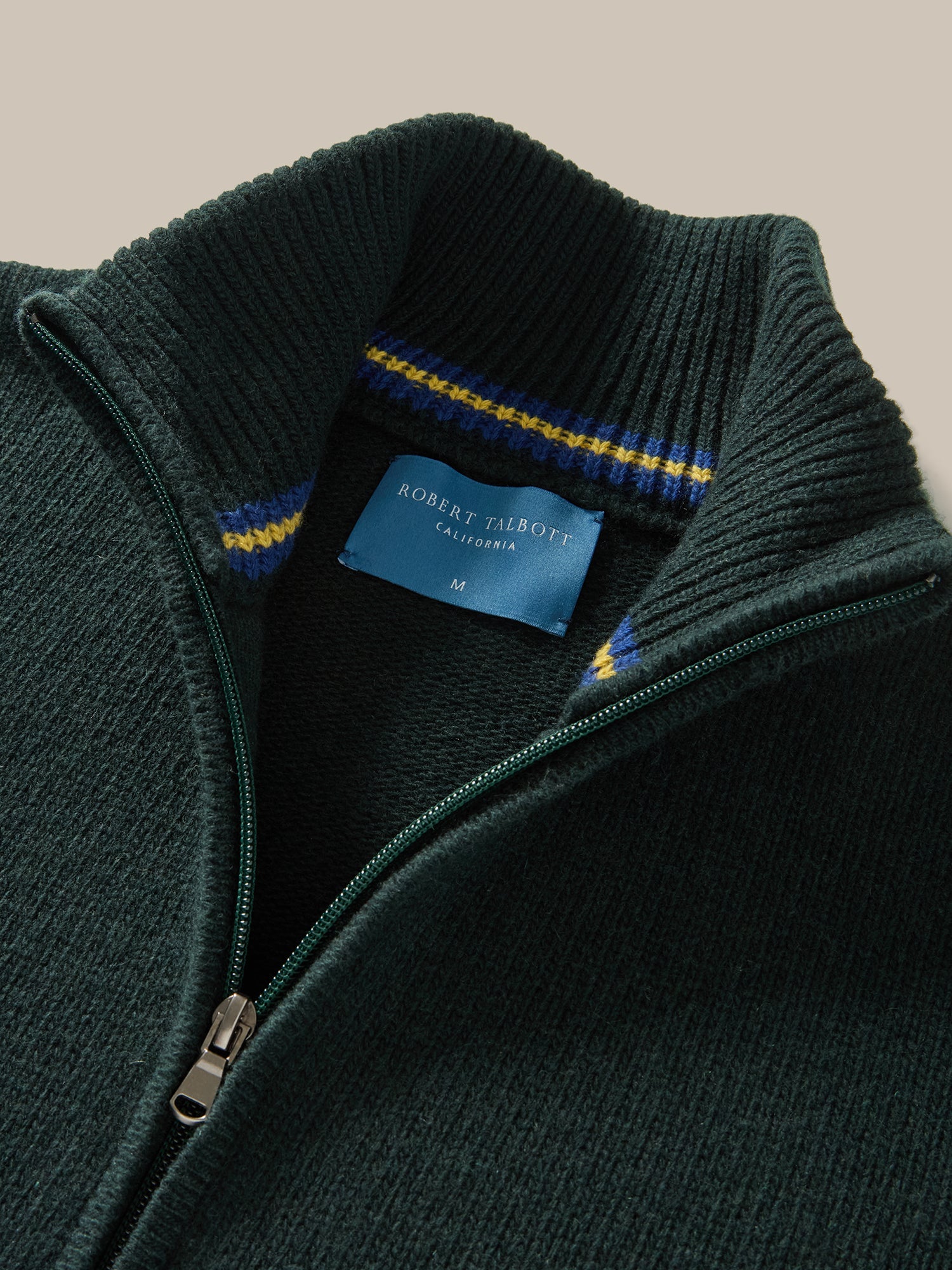 Graham Cashmere & Merino Wool Full-Zip Sweater in Green by Robert Talbott