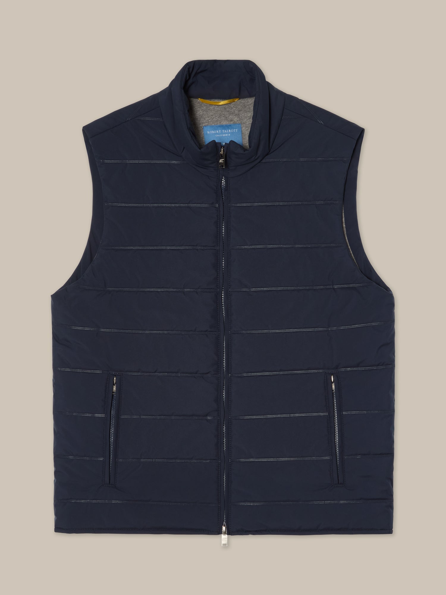 Driver Quilted Water-Resistant Vest with Cotton/Cashmere Lining in Navy by Robert Talbott