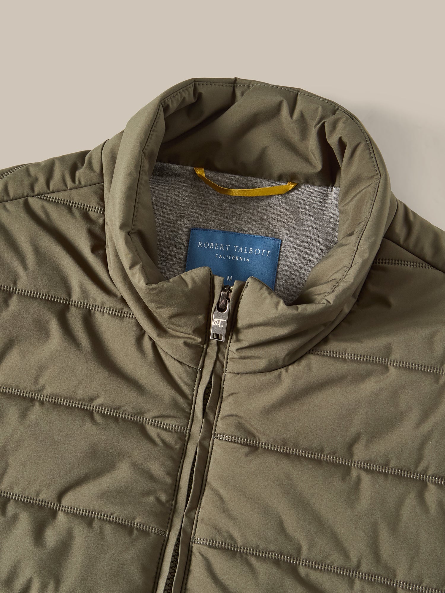 Driver Quilted Water-Resistant Vest with Cotton/Cashmere Lining in Sage Green by Robert Talbott